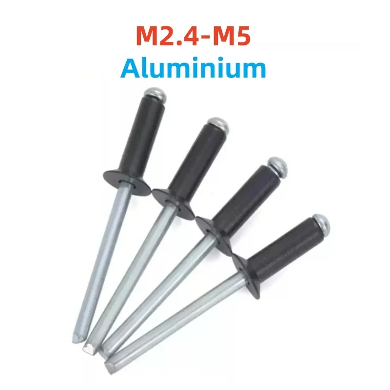 M2.4 To M5 Black Aluminium Flat Head Pop Rivets Core Breaking Pull Nails Fastener Rivets