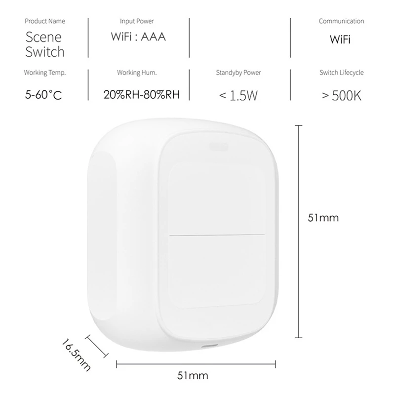 Mini interrupteur de télécommande à deux boutons, compatible avec Zigbee, Tuya, Google Home