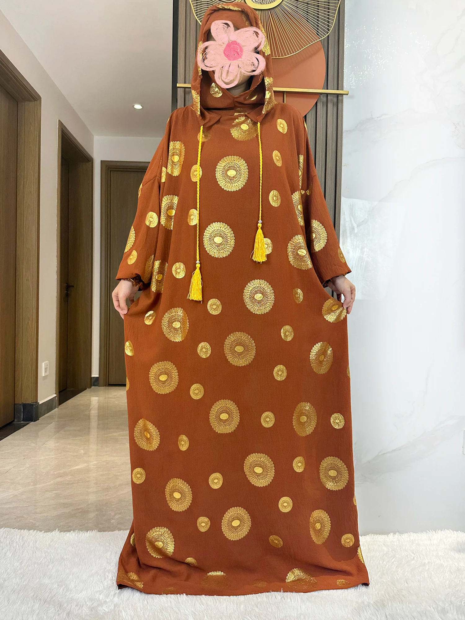 Novo algodão ramadan muçulmano dois chapéus abaya dubai turquia islam roupas de oração ouro poeira brilhante bordado islam vestido feminino kaftan