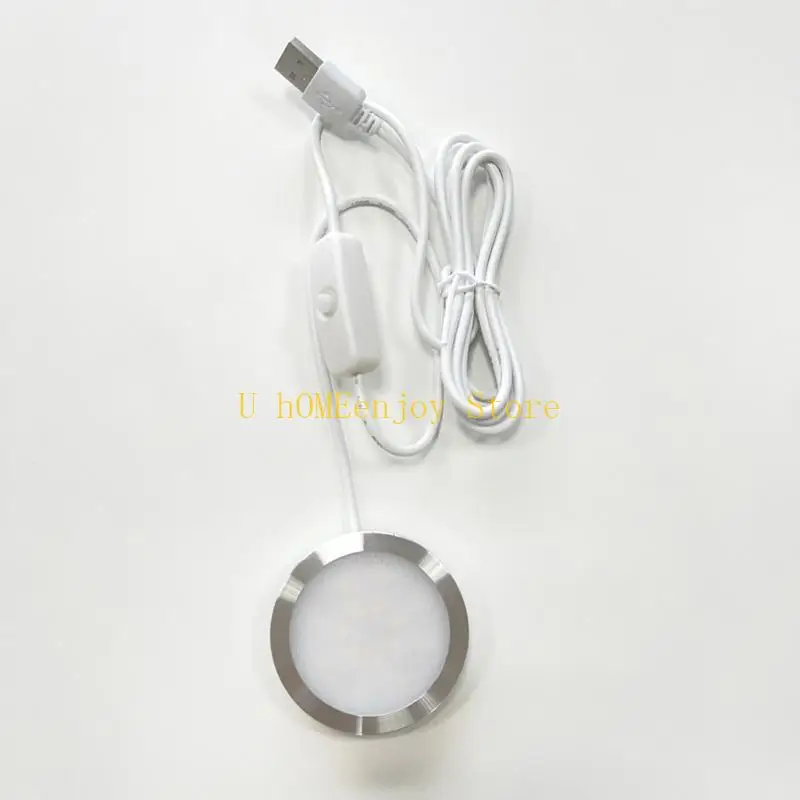 B0KF 5V3W USB LED Light With 59mm Round Base Desk Lamp Energy Efficient Under Cabinet Puck Light