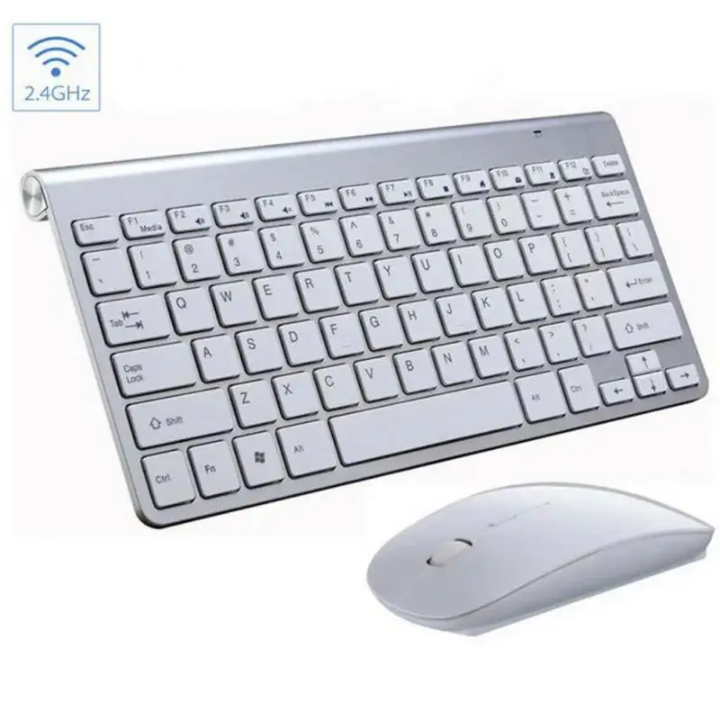 2.4g Wireless Keyboard And Mouse, Ergonomics, Portable Full Size, USB Interface, High-end Fashion Silvery White