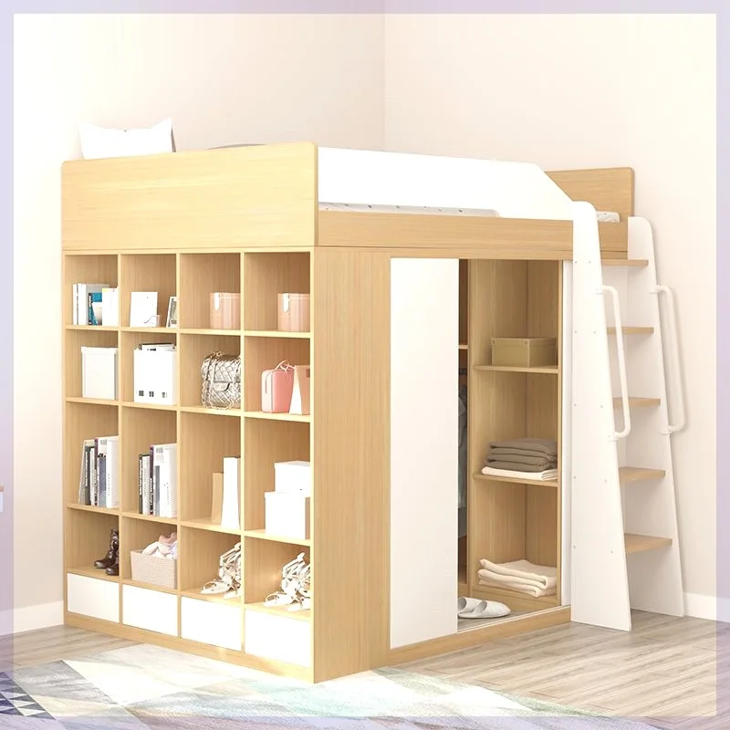 Cloakroom integrated bed wardrobe bed integrated small apartment cloakroom bed cabinet combination multi-function