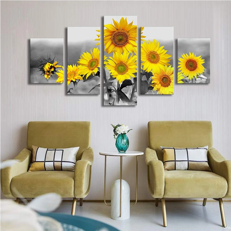 5 pcs Full Square Diamond Mosaic beautiful sunflower 5D Diamond Painting Cross Stitch 3D Embroidery Picture Of Rhinestones decor