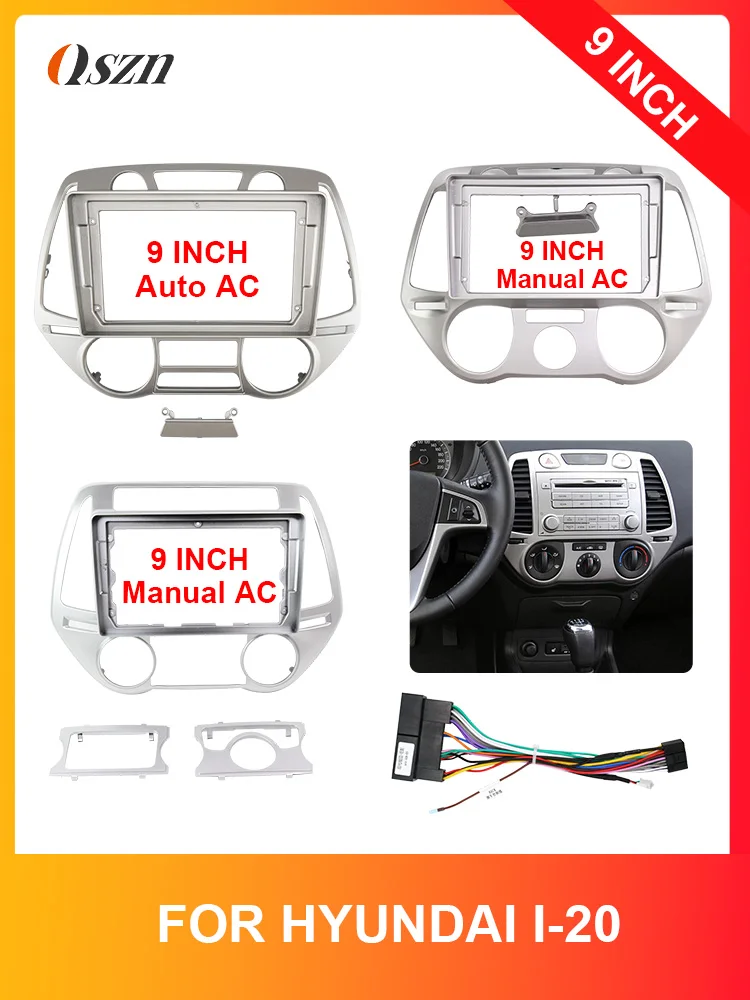 9 Inch Car Fascia Frame Cable For Hyundai i20 2008-2011 Android Big Screen Radio Dash Fitting Panel Kit