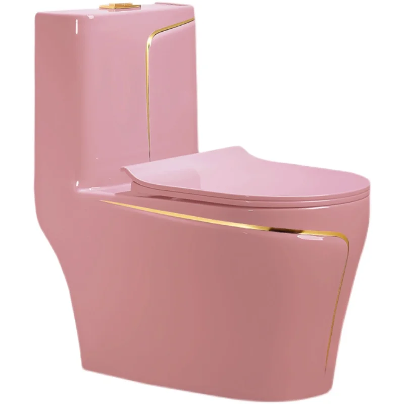 

New Modern Toilet Color Household Ordinary Ceramic Sit Toilet Light Luxury Pink Toilet Super Siphon