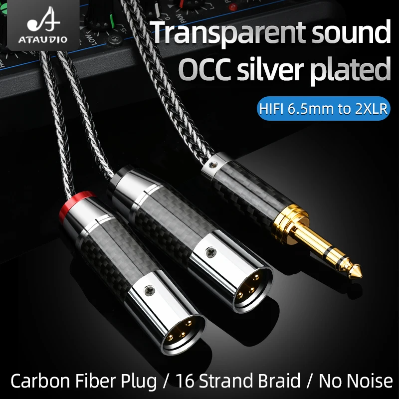 HiFi 6.5 to 2XLR Audio Cable Hi-end OCC Silver Plated Core Noise-free 6.5mm TRS Jack to 2XLR Plug for PA Speaker