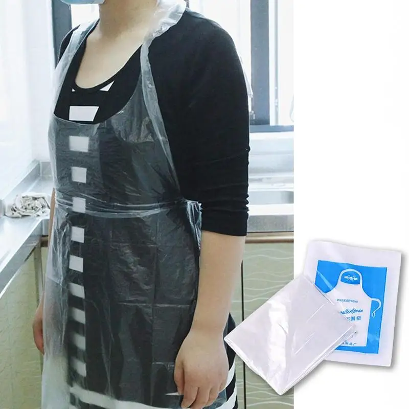 20PCS Disposable Kitchen Aprons Plastic Waterproof Apron Individually Packing Gowns for Men Women Kitchen Protection Accessorie