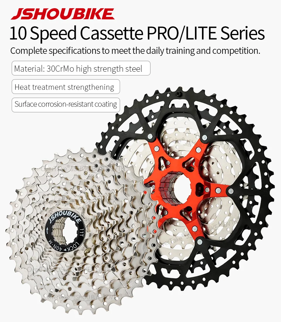 JSHOUBIKE MTB Fahrradkassette 10-Gang Freilauf 32T/36T/40T/42T/46T/50T Kraftsparend/Leichtgewichtig Für SHIMANO/SRAM – Detail 2