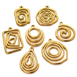3PCS Stainless Steel Fashion Irregular-Shaped Geometric Spiral Earrings Pendant DIY Making Minimalist Style Earrings Accessories