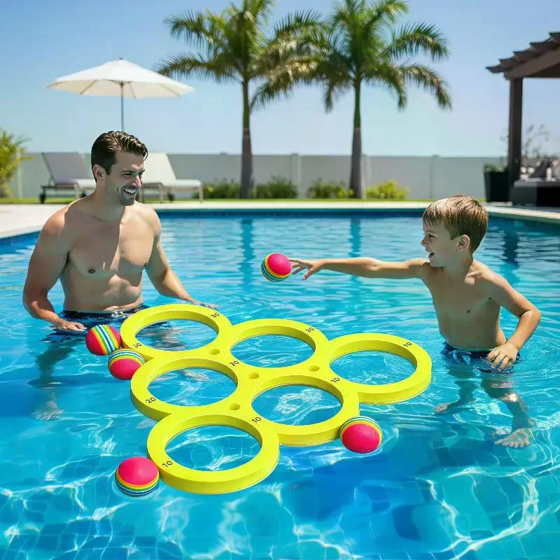 EVA Floating Water Toss Game Set With Soft Rainbow Balls For Swimming Pool Beach Summer Water Fun