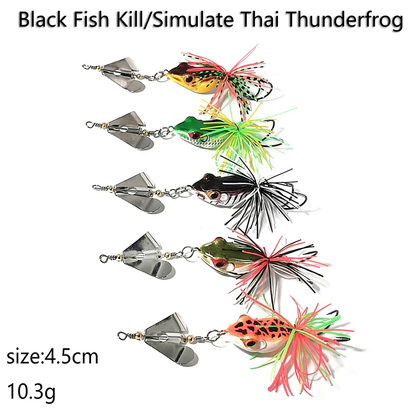 Cross-Border Hot Sale New 4.5cm 10.3g Thailand Wind Hard Bait Thunder Frog Wind Leaf Road Runner Hard Bait Blackfish Special Kil