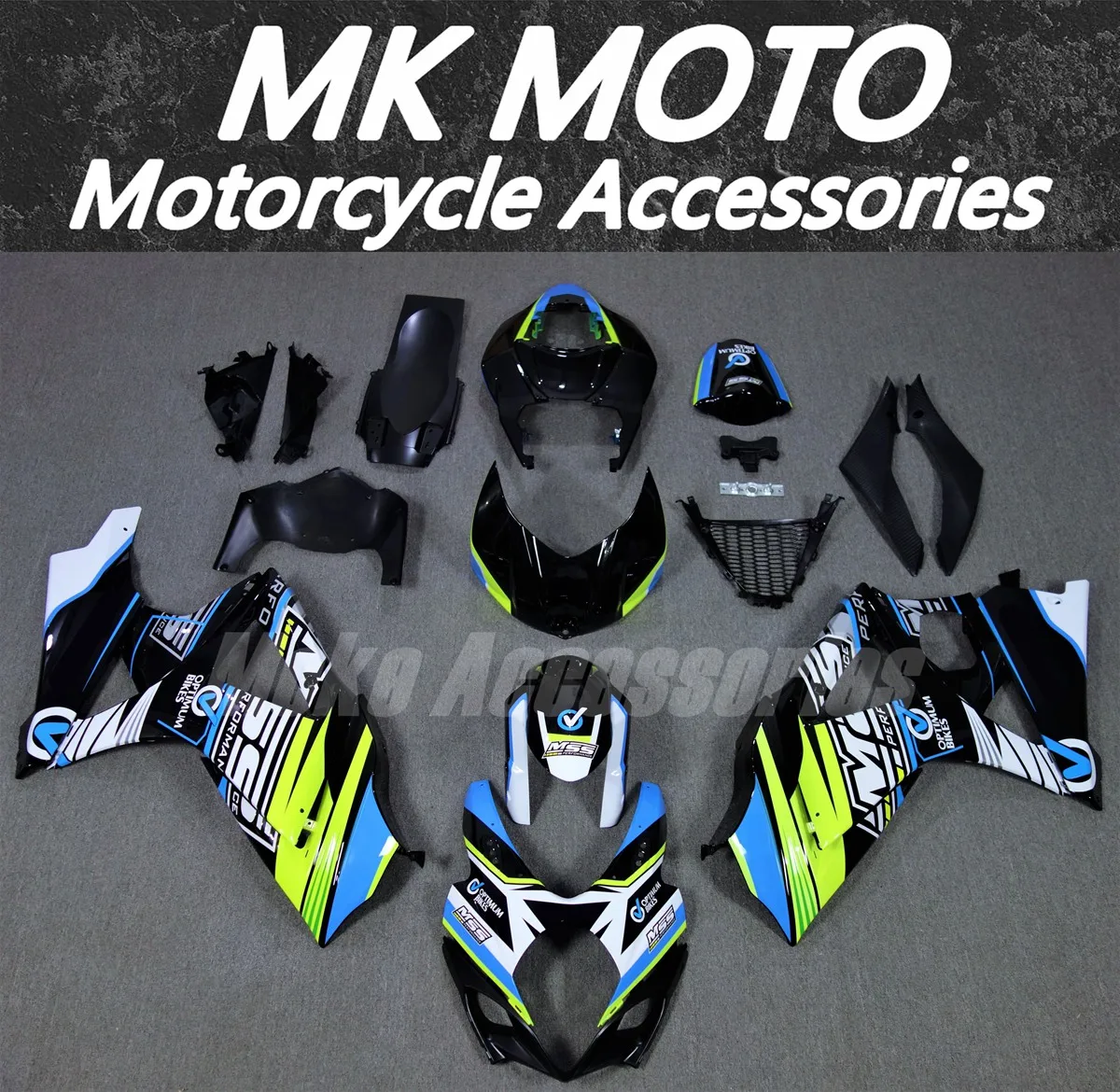 

Moke moto Motorcycle Fairings Kit Fit For Gsxr1000 2007-2008 Bodywork Set High Quality ABS Injection Blue White Neon