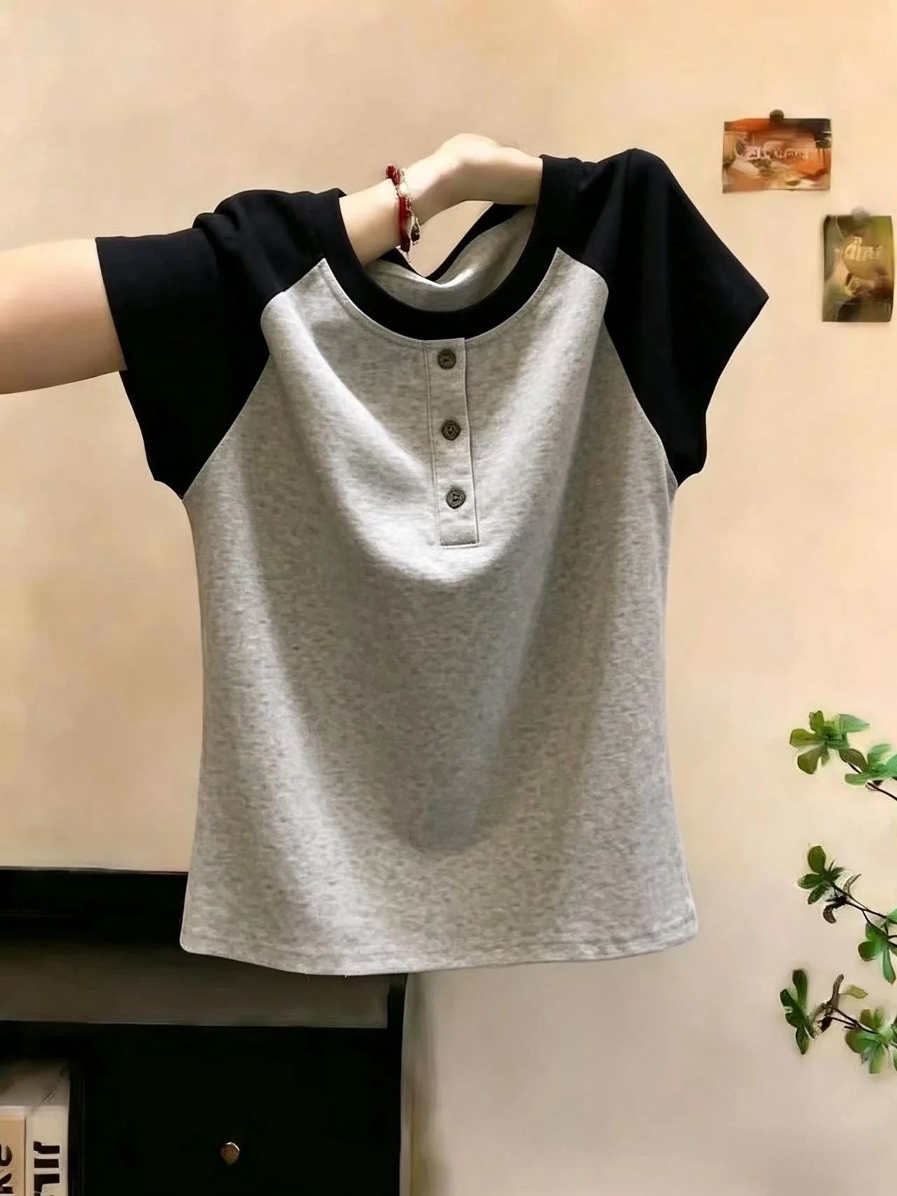 

Chic Slim Fit Short Sleeve T-Shirt 95 Cotton Women's Summer New Style plus Size Color Block Casual Comfortable Top