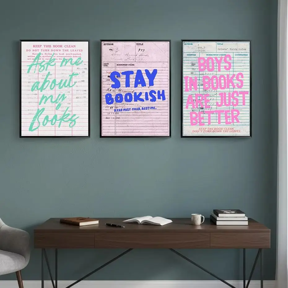 Arte de pared nórdico, cuadro sobre lienzo con cita para amantes de los libros, póster de estilo moderno, decoración de pared
