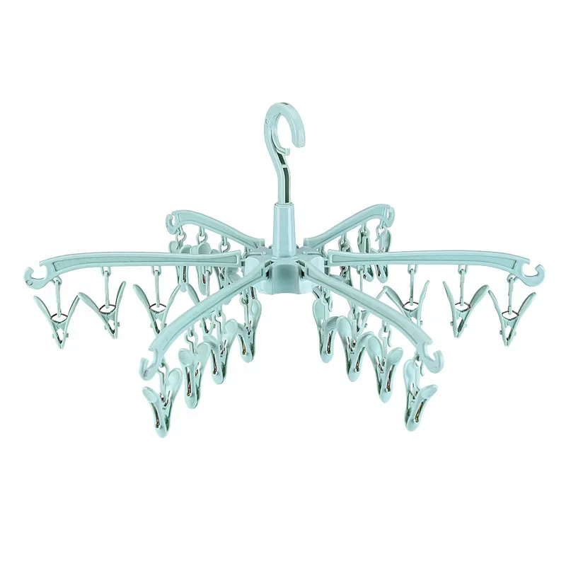 24 Clips Folding Clothes Dryer Rotatable Hanger Windproof Socks Underwear Drying Rack Home Storage Laundry Rack New Dropshipping