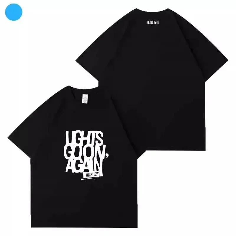 HIGHLIGHT Concert Lights Go On Again Same T-shirt Kpop Summer Cotton Short Sleeve Tee Men Women Korean Fashion Popular T Shirt