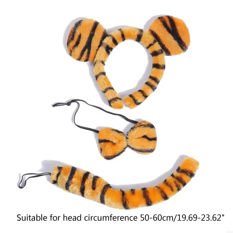39BB pluche tijgeroren vorm hoofdband strikje en staart set Halloween kostuumbenodigdheden