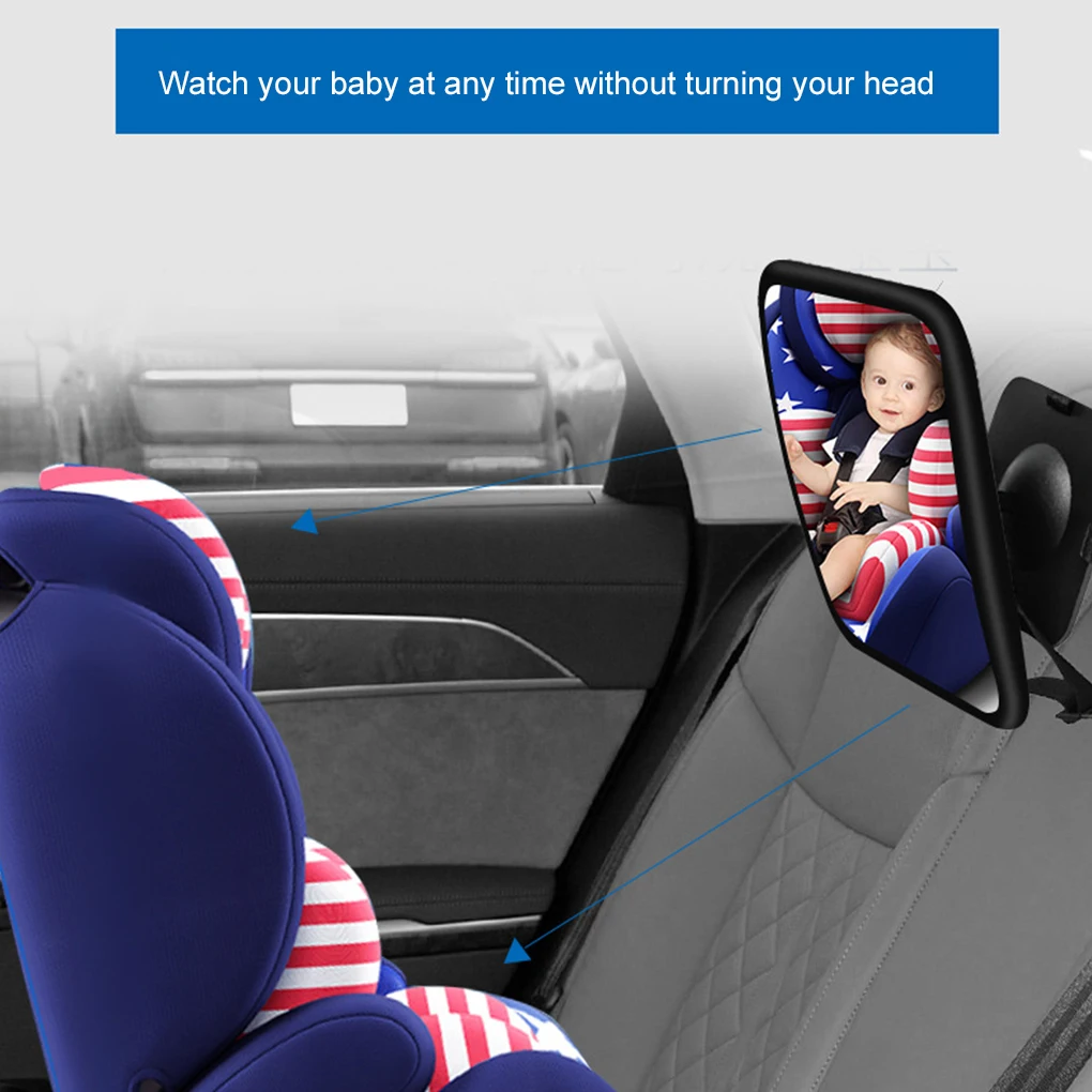 Baby Car Rearview Mirror Adjustable 360 Degree Rotation Car Back Seat Rearview Facing Headrest Mount Infant Safety Monitor