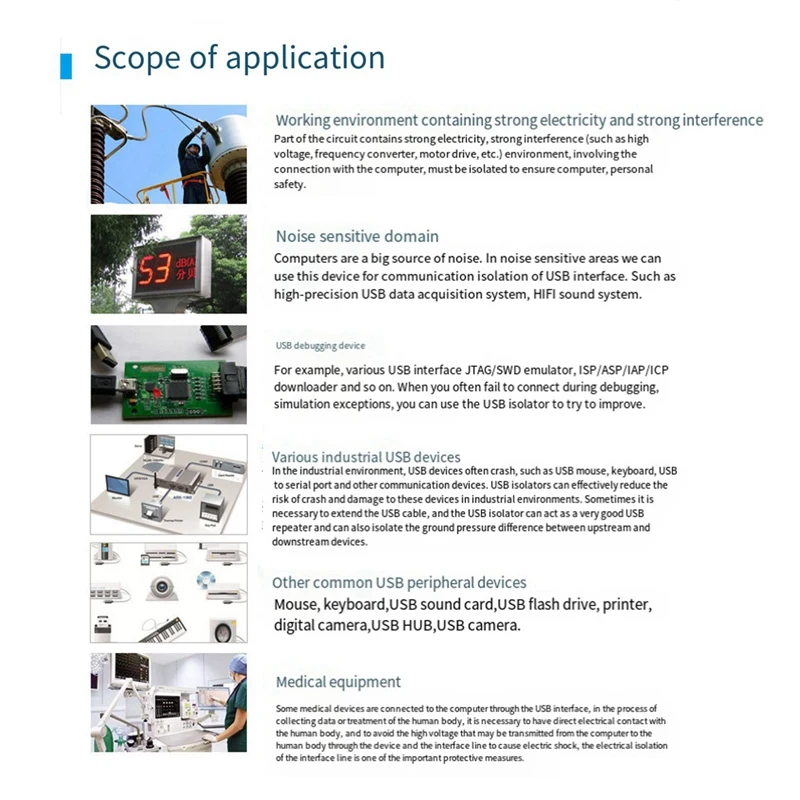 معزل طاقة للإشارة الرقمية ، USB إلى USB ، أول قطعة صوت ، 1ch
