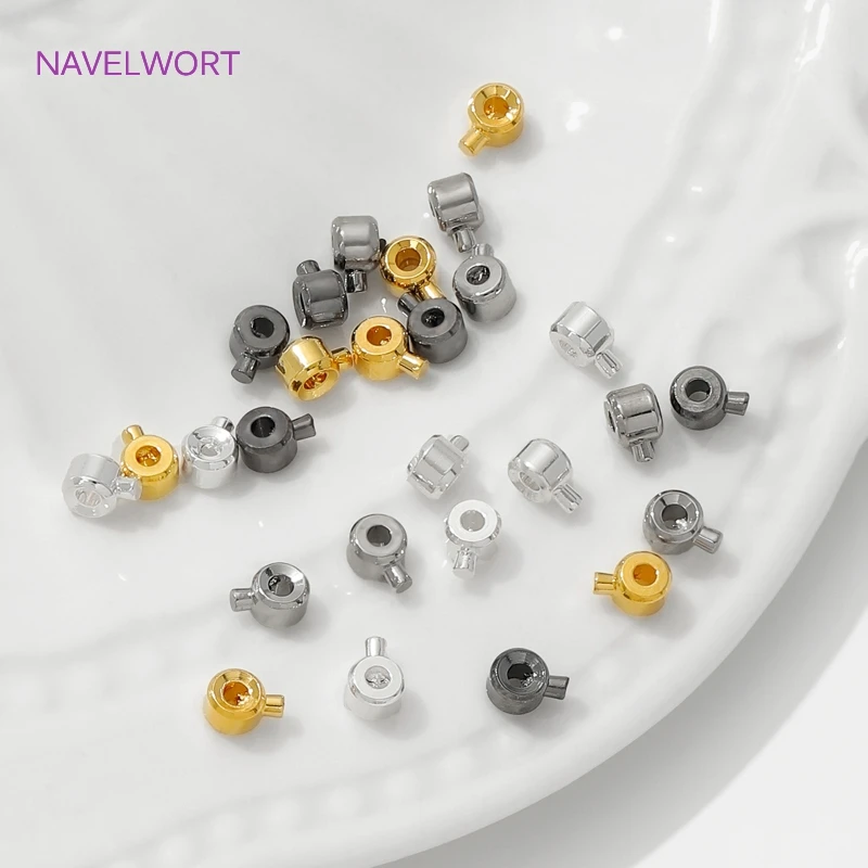10/20Pcs 18K Gold Plated Crimp Beads For Jewelry Making Brass End Beads Clip Clasps,Bracelet End Bead,DIY Jewelry Accessories image 5