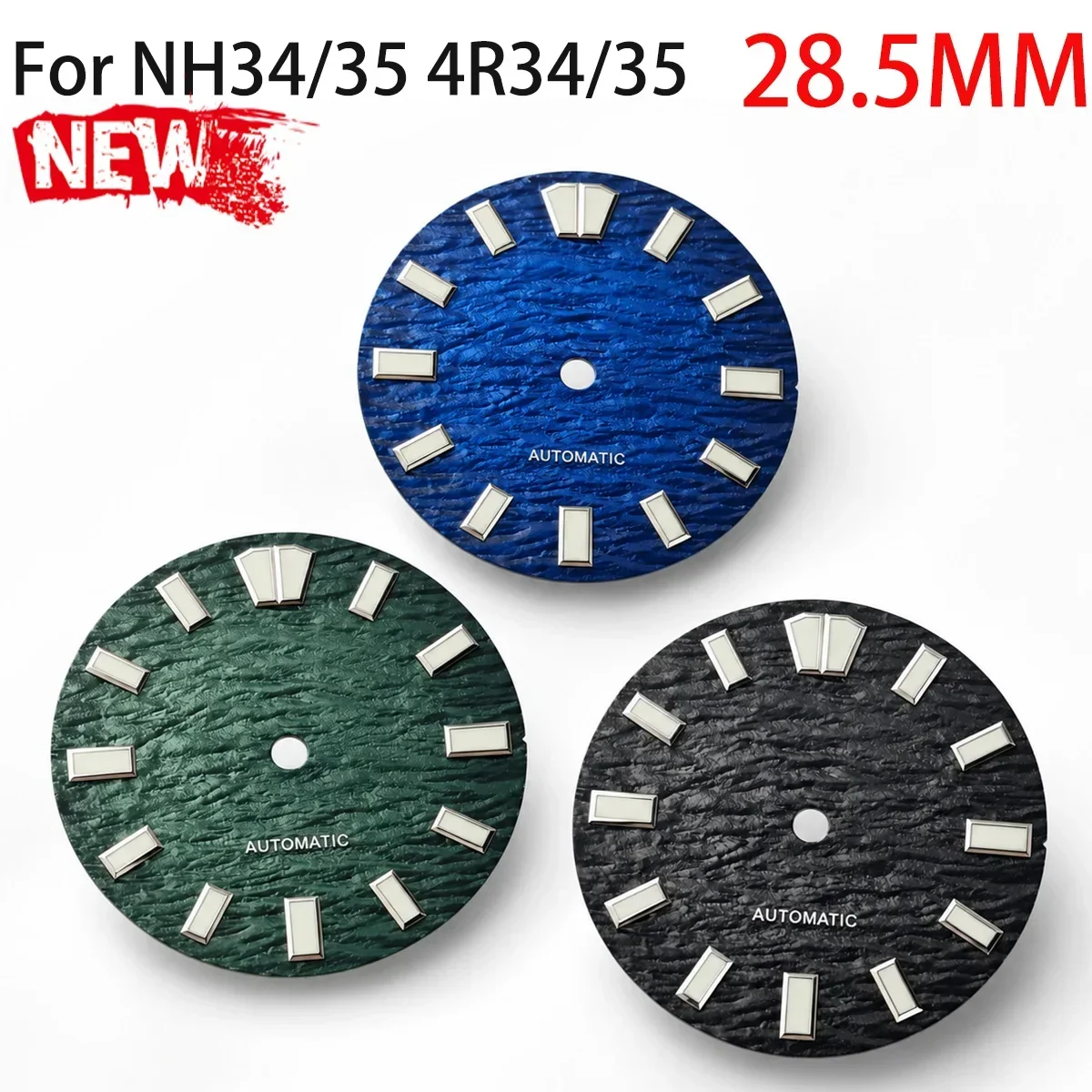 28.5mm Watch Face For NH35/34 4R35/34 Diver’s Ushio Pattern Watch Dial Green Lume No logo Automatic Movement Mod Parts