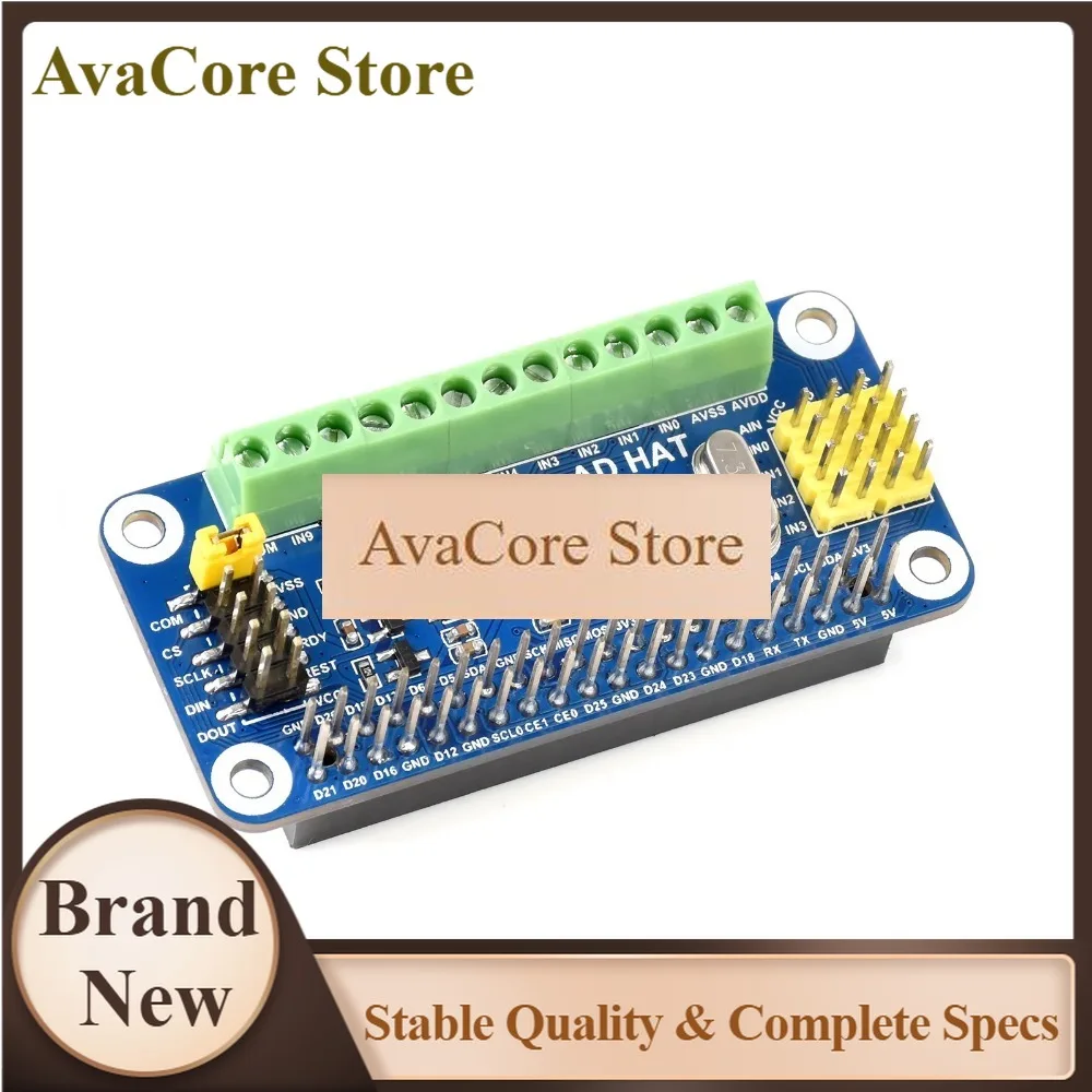 AvaCoreRaspberry Pi 32-Bit High Precision ADC Expansion Board - 10-Channel ADS1263 With 38.4kSPS, PGA & RTD Support For Pi/Jetso