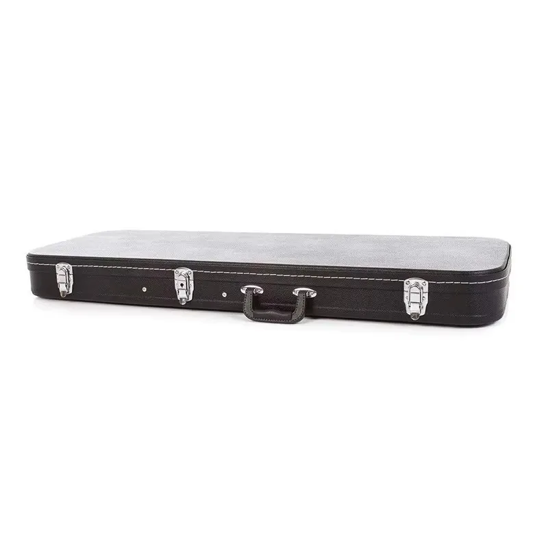 Black Rounded Edge Square Wooden Hard Case For Electric Guitar And Bass Guitar Custom Logo Supported Instrument Storage Box