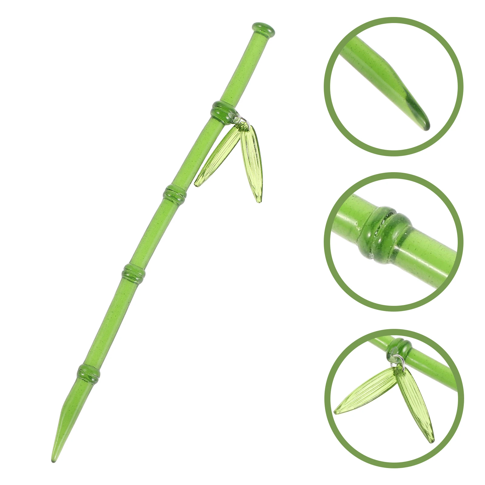

Vintage Bamboo Shaped Green Forks For Women Retro Bun Holders Long Decorative Sticks Classic Hair Pins Asian Style Bead Pendant