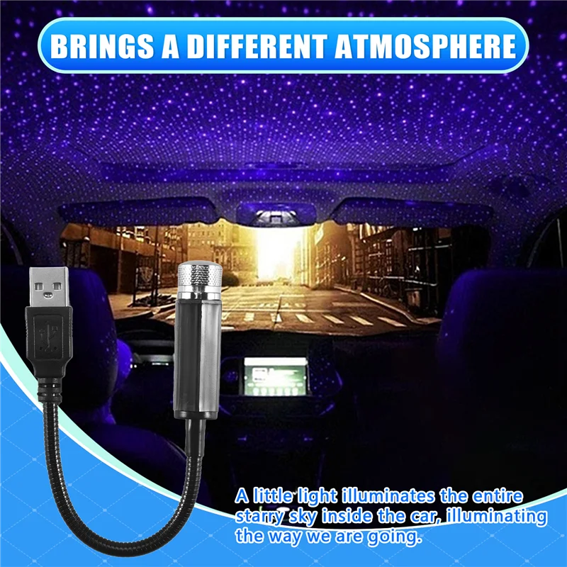 BAAG-автомобильные светодиодные огни звездного неба, интерьер автомобиля, атмосфера, потолок, ночная звезда, лампа, USB атмосферные огни