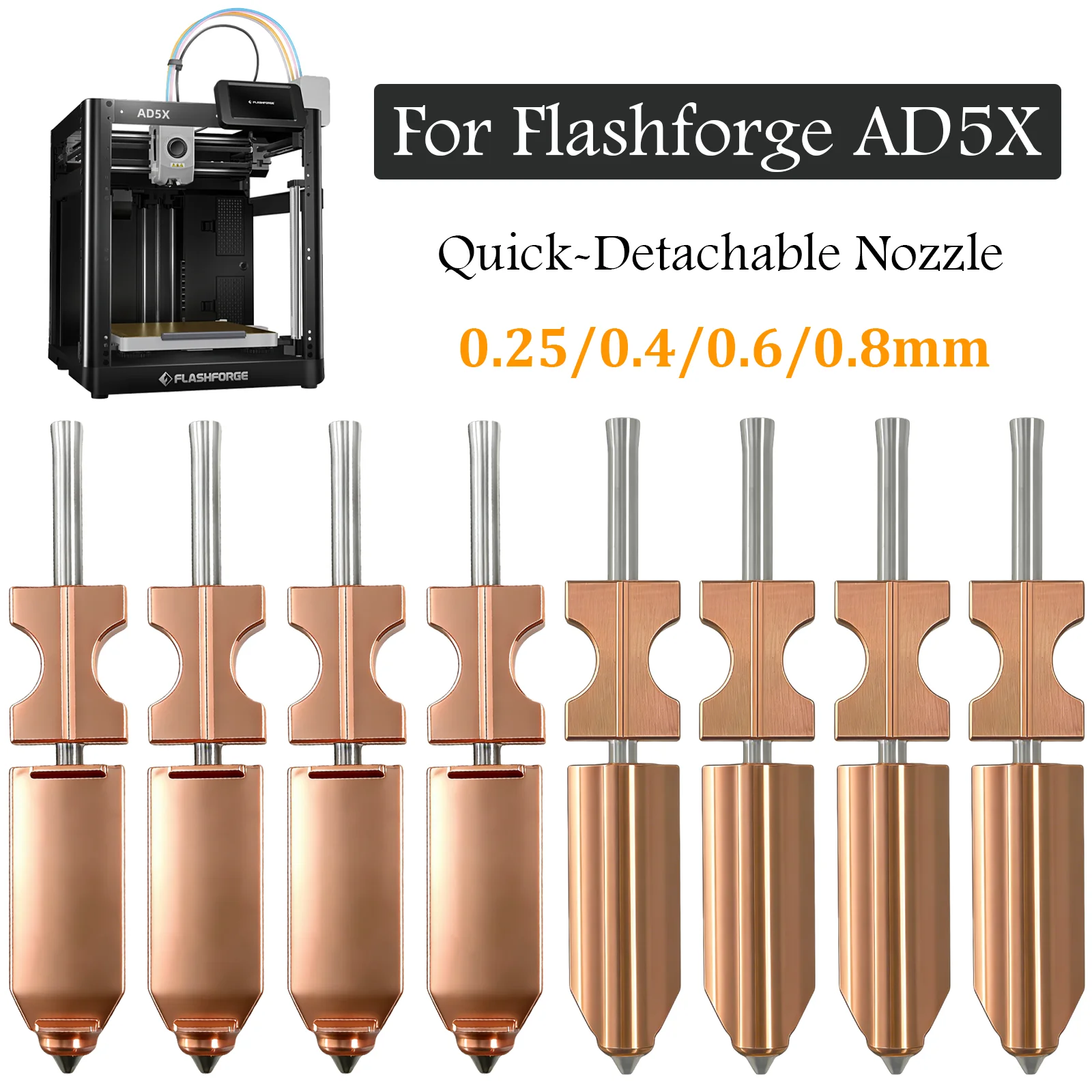 

Для сопла FlashForge Ad5x HTR 550 ° Высокопроизводительный хотэнд Ad5x с быстросъемным креплением, закаленный, 0.25, 0.4, 0.6, 0.8, 32 мм³/с, для Ad5x-аксессуаров