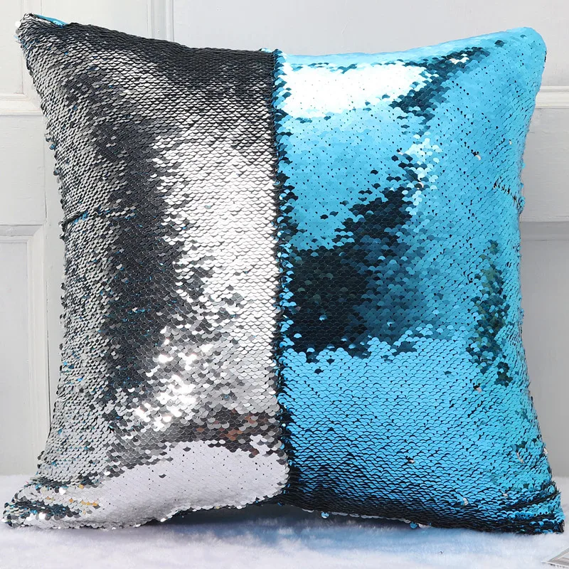 Duas cores Sequin Pillow Cover, casa macia decoração almofada, estilo europeu, atacado