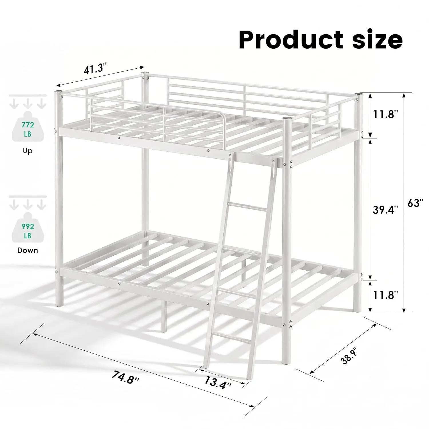 Twin Over Twin Metal Bunk Bed with 6 Inch Gel Memory Foam Mattress 2 Pack, Customized