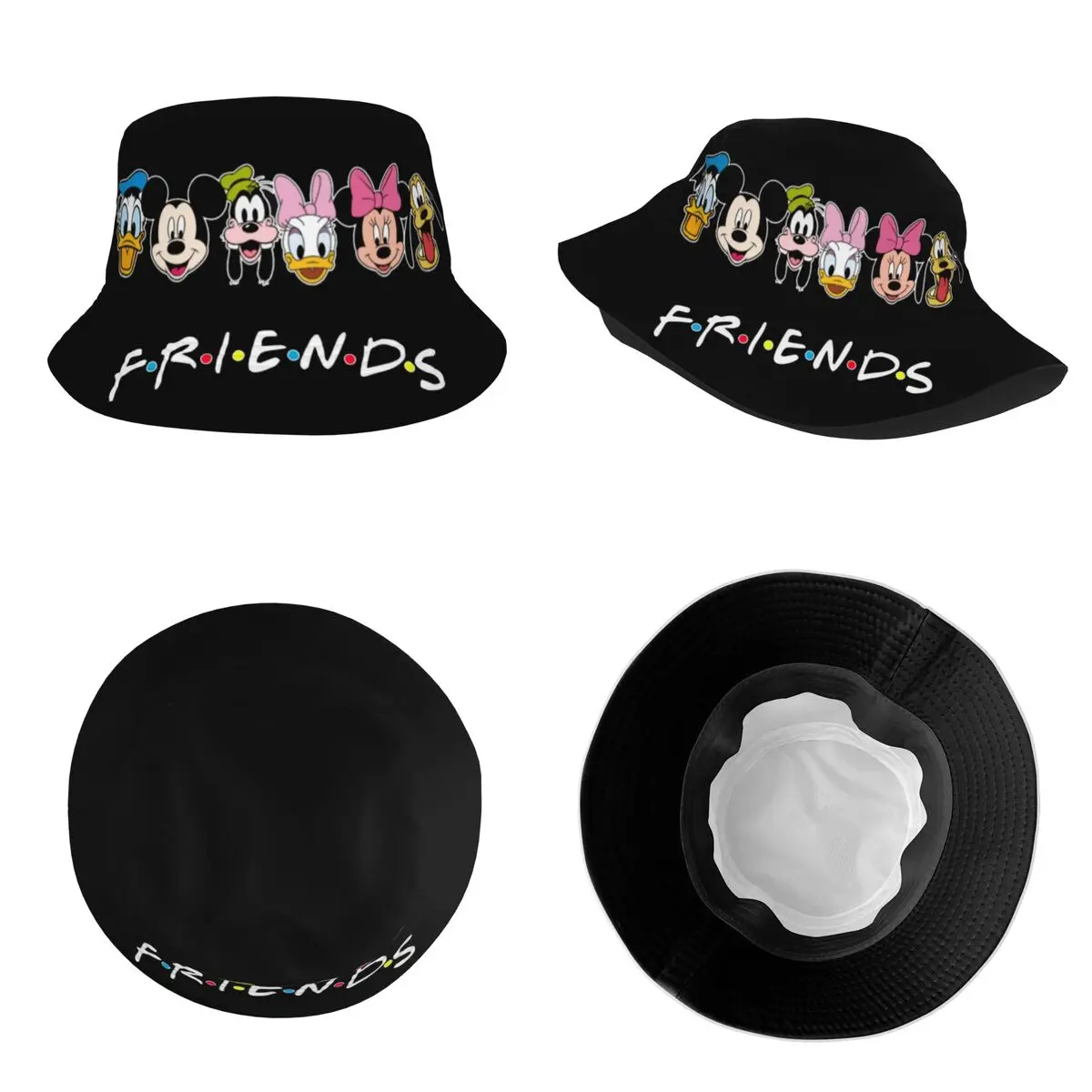 Girl Kawaii Mickey & Friends Character Cartoon Bucket Hat Merch Bob Hats For Vocation Getaway Headwear Lightweight