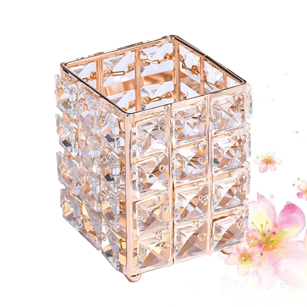 

Crystal Pen Holder Premium Material Desk Organizer Storage Container for Pens Pencils Makeup Brushes Office Home Use