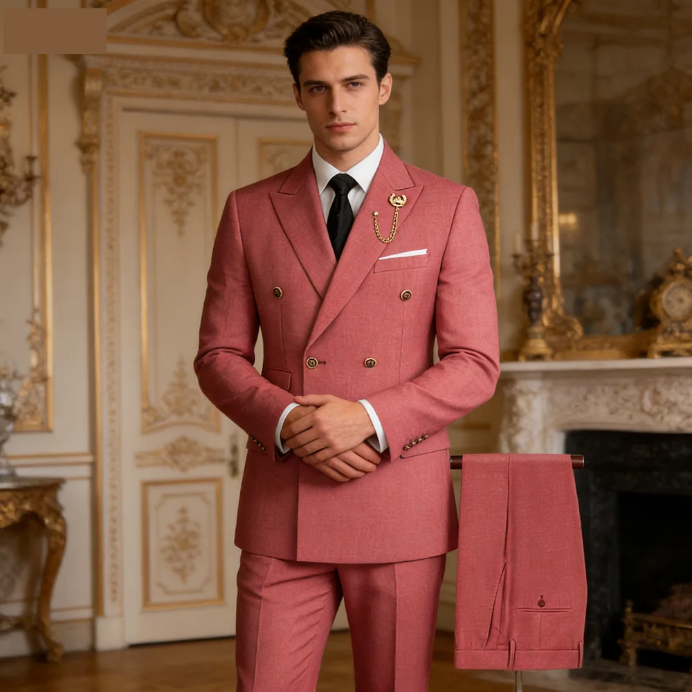 

Elegant Men's Terno (Blazer + Pants) Business Formal British Style Casual Host Banquet Anfitrião Suit for Men
