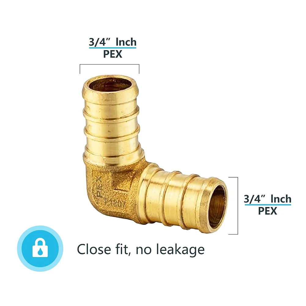 PEX Fittings,Elbow 90 Degree, Brass Crimp Fittings, For PEX Tubing Pipe Plumbing For Flames Flux Adhesives