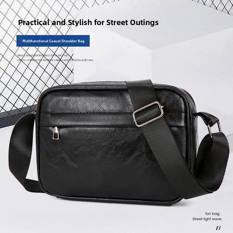 

Retro Leather oulder Bag Men's Casual Faion Crossbody Bag Vintage Sle Soft PU Material Polyester Zipper Closure
