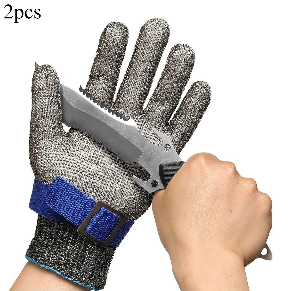 

2pcs 316 stainless steel cut-proof grade 5 certified gloves stab-proof steel wire gardening security protection cut-resistant