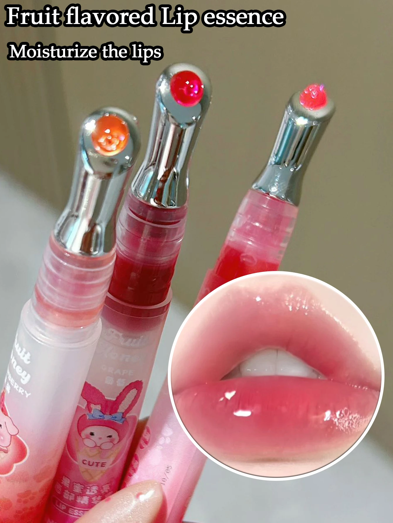Óleo de essência labial iluminador de mel de fruta Pinkyfocus - hidratante, anti-seco e crack, oculta linhas labiais para lábios carnosos