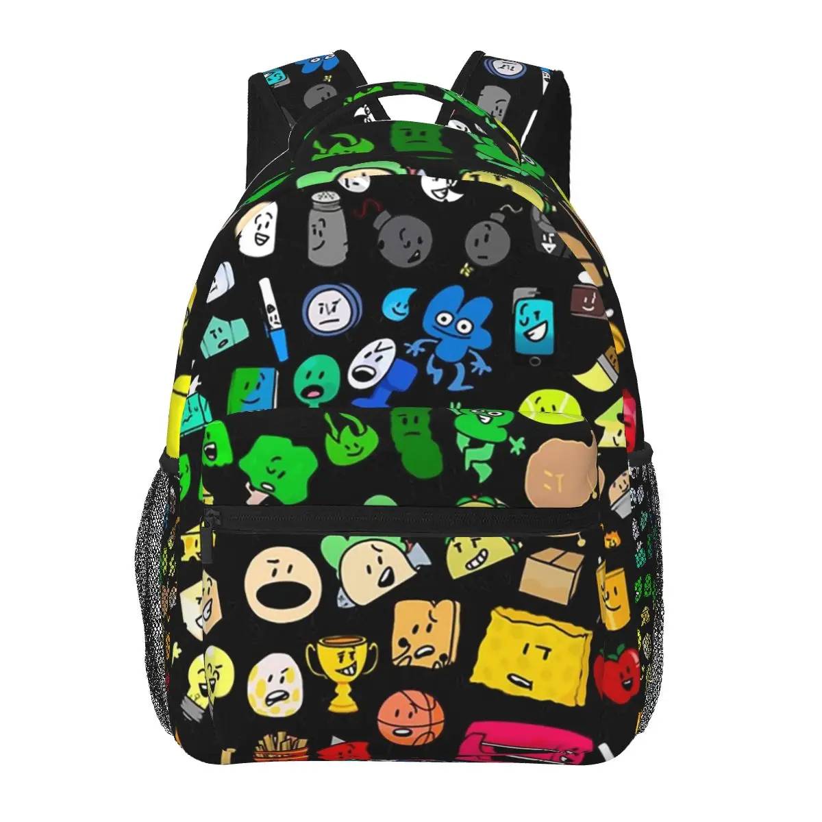 Classic BFDI Inanimate Insanity All Characters (Transparent) Backpacks Bookbag School Bags Cartoon Travel Rucksack Shoulder Bag