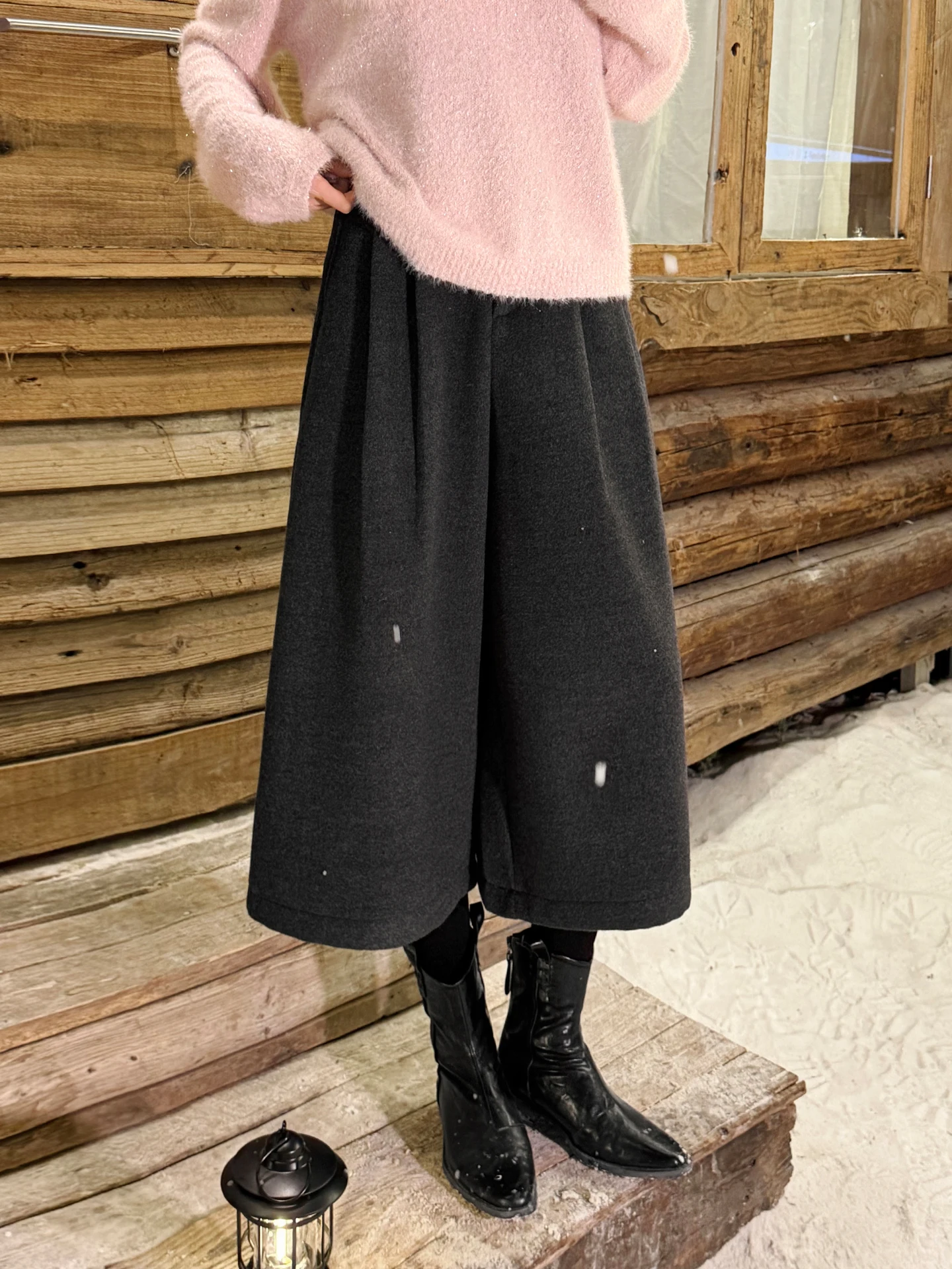 

Женские повседенние брюки с широкими штанинами на флисовой подкладке, с высокой талией, зимние, новые, универсальные, маленьких размеров, модные, для работы и повседневной носки