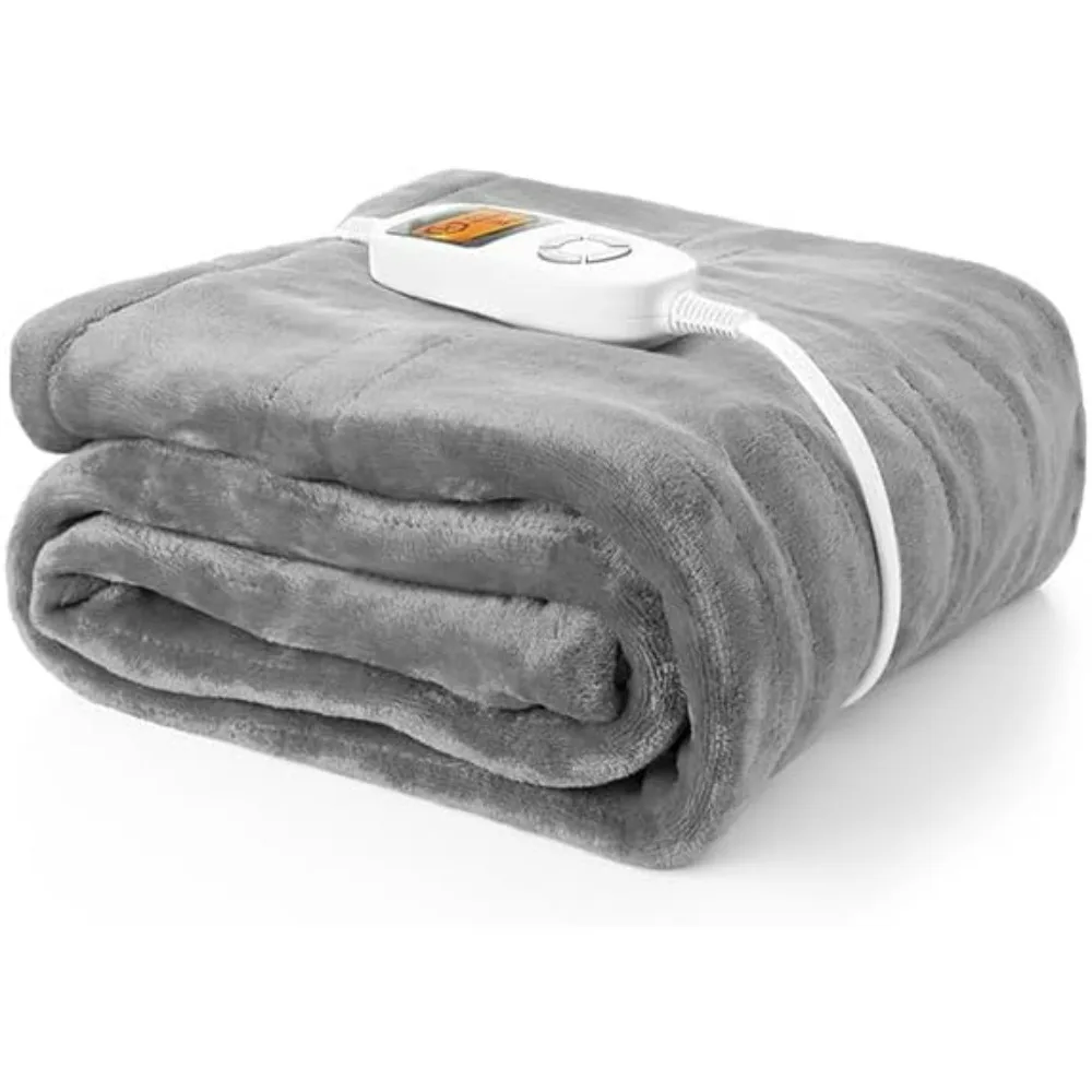 

Electric Heated Blanket Heated Throw Blanket 60" x 50" Soft Flannel Fast Heating Blanket with 10 Heating Levels 1-12 Hours Timer