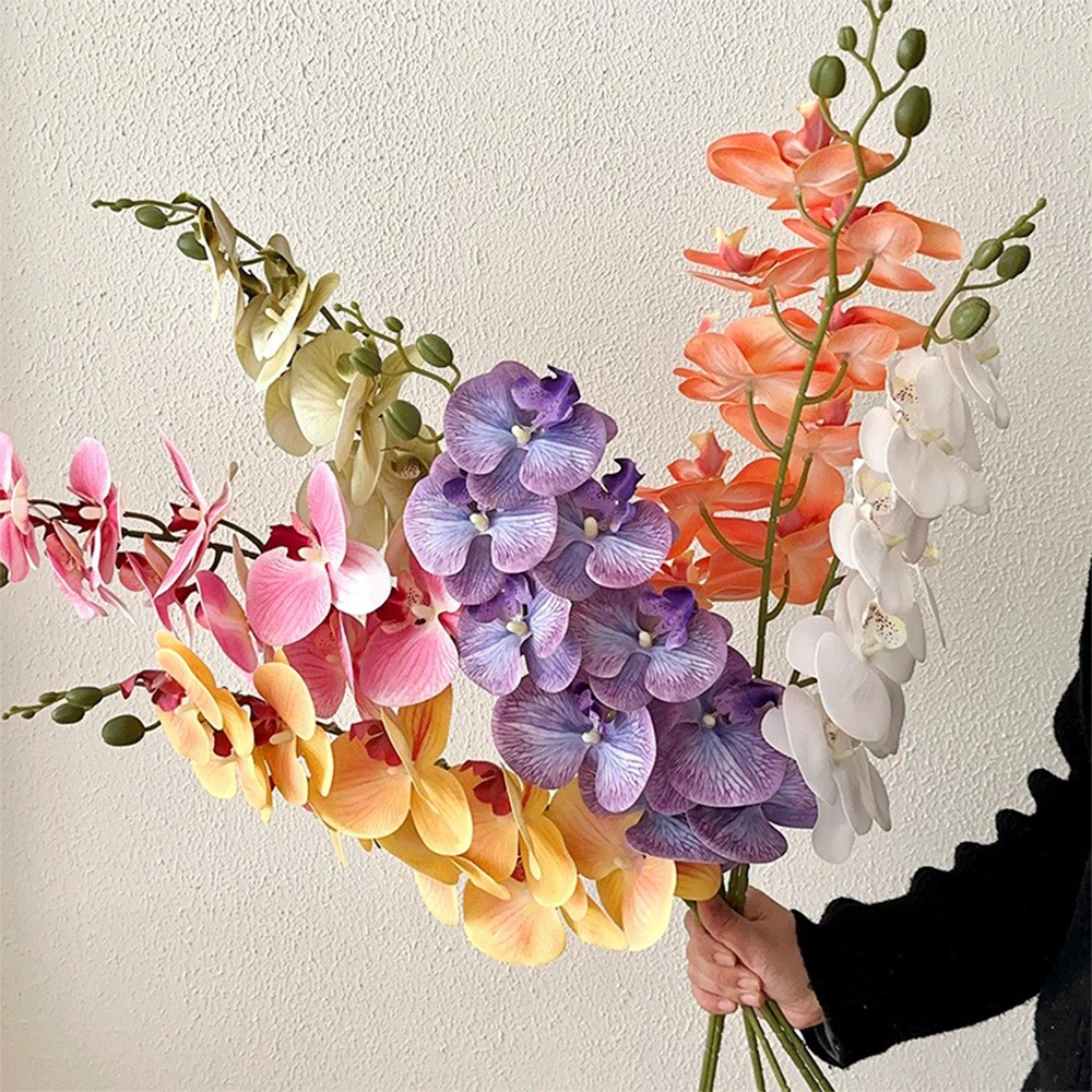 

1Pcs Artificial Phalaenopsis Orchid Flowers Wedding Decorative Phalaenopsis Realistic Orchid 9 Heads Home Wedding Decoration