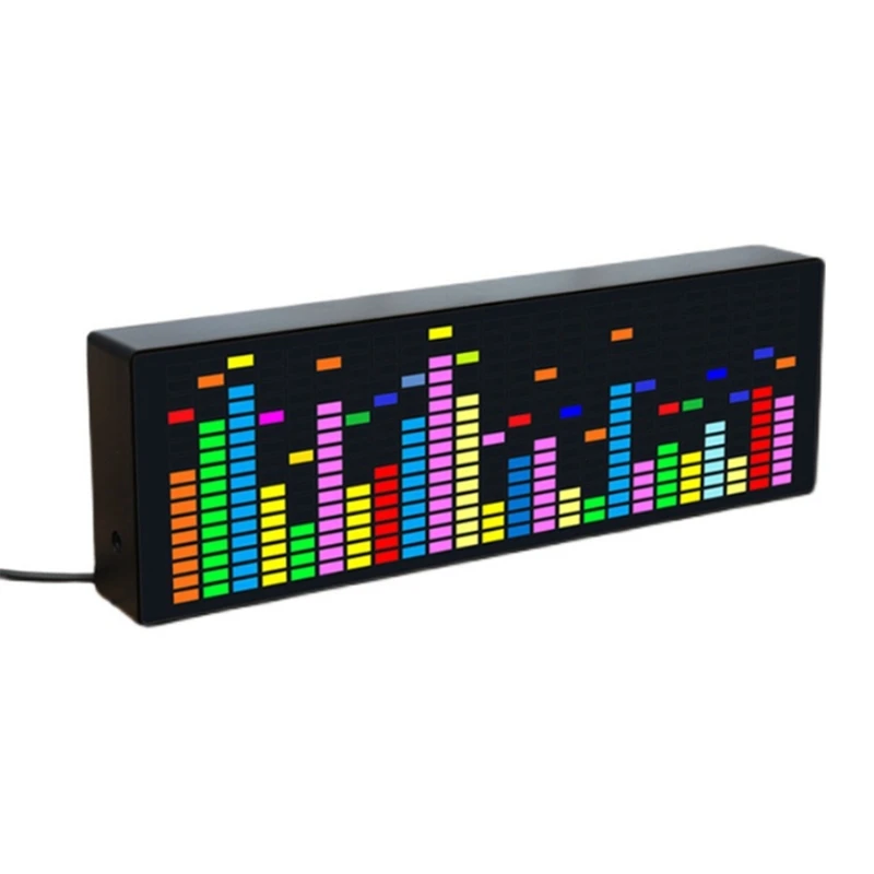 LED-muziekspectrum Ritmeverlichting Spraaksensor 1624 RGB Sfeerniveau-indicator met klokweergave (draadbediening)