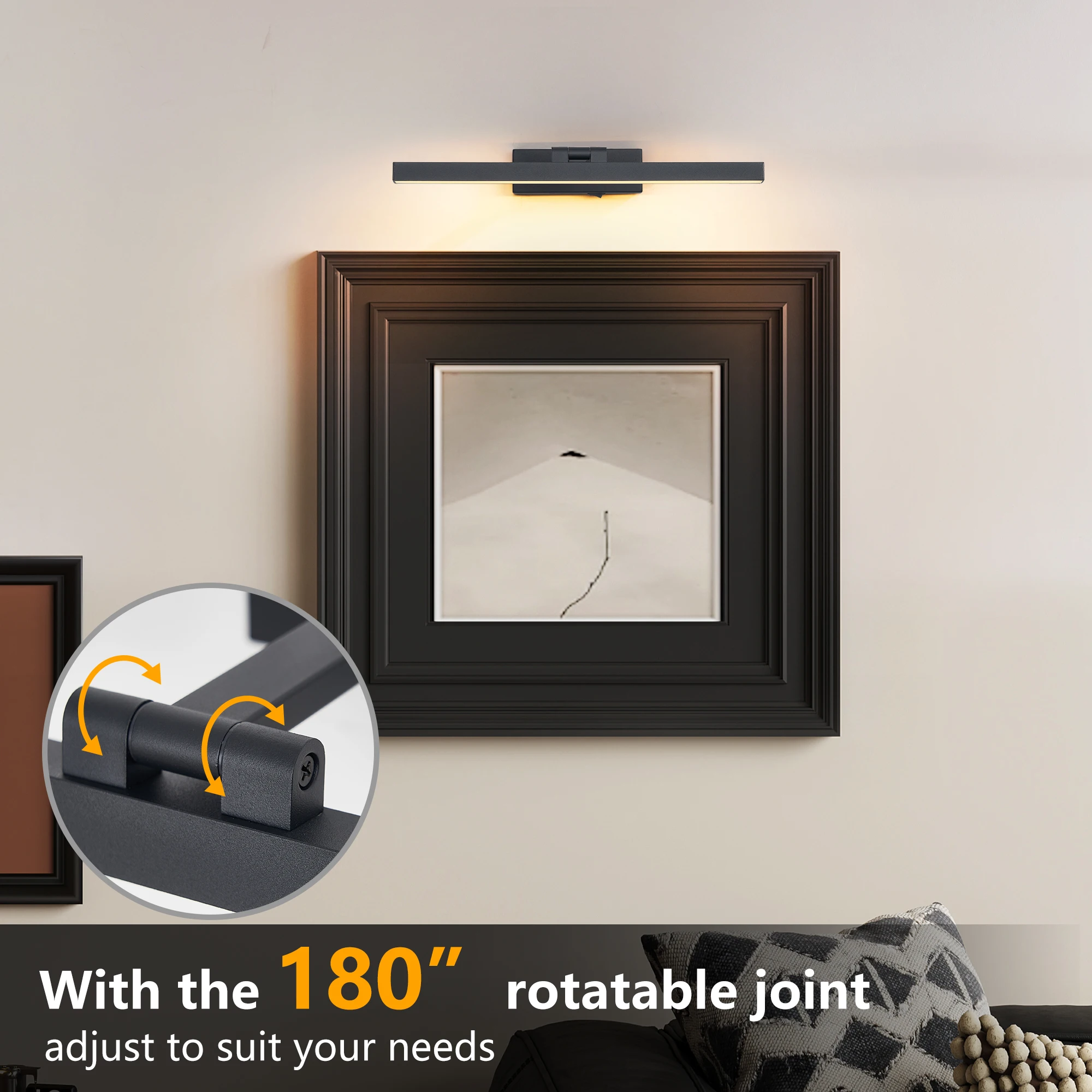 Hardline Painting Light Black Light Emitting Diode Dimmable Modern Painting Light Painting 15.9 Long Swing Arm Art Light