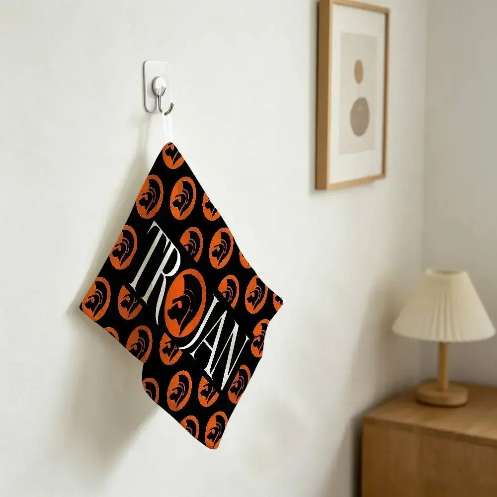 Trojan Records Logo Polyester Cotton Hanging Hand Towel, Super Absorbent Hand Wiping Towel For Daily Household Use