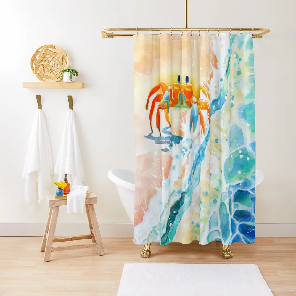 

Beach Crab - ghost crab meets ocean Shower Curtain Shower Bathroom Bathroom And Shower Bathroom Curtain