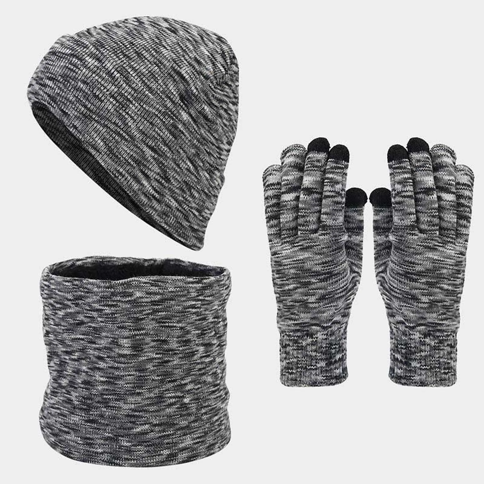 Women And Men Winter Warm Cute Hat Scarf Gloves Slouchy Three Pieces Set Snow Knit Cap Screen Scarf Cap Gloves Set For Women Men