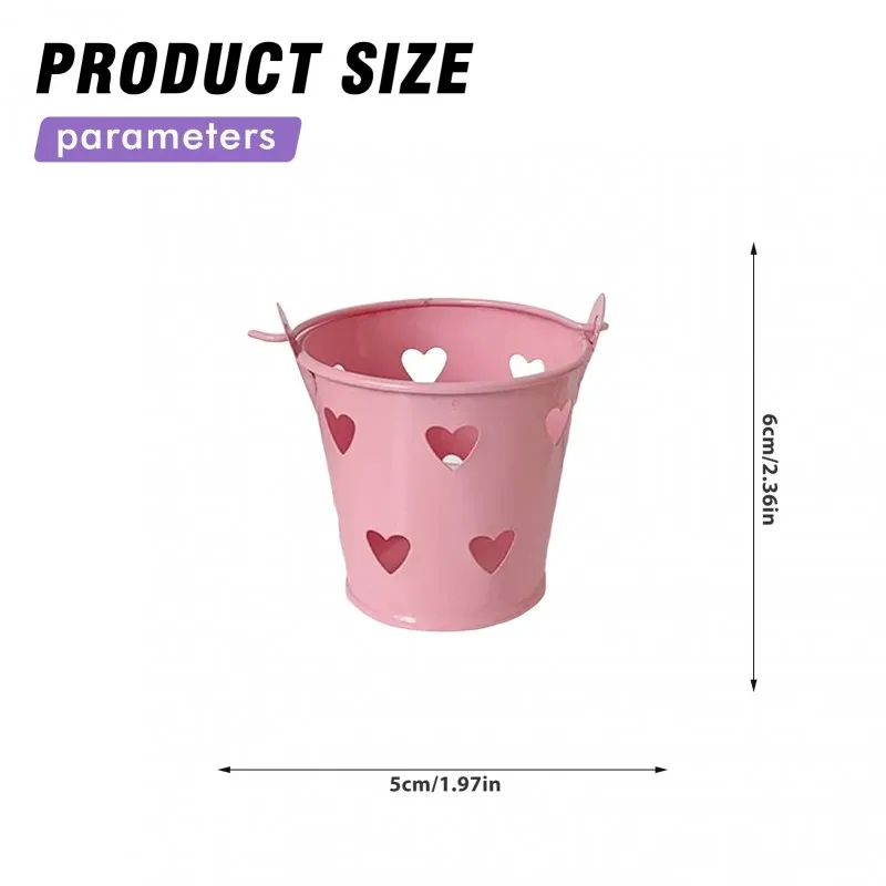Pink Bucket Style Pencil Holder, Desktop Storage Organizer For Makeup Brushes, Tape Ruler And Stationery