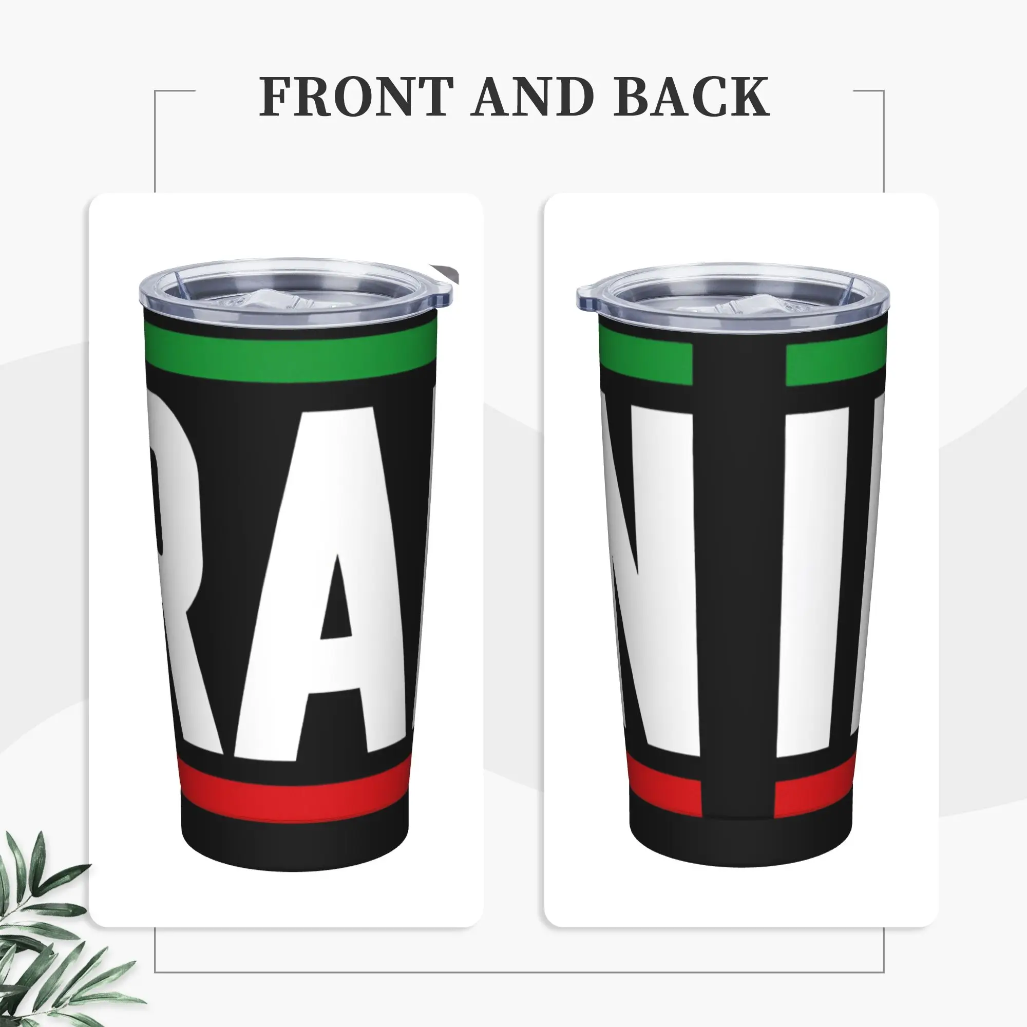 Vaso Térmico de Acero Inoxidable con Diseño de Bandera Iraní Verde, Blanca y Roja, para Viajes, Auto, Bebidas Frías, Leche, Té, Agua